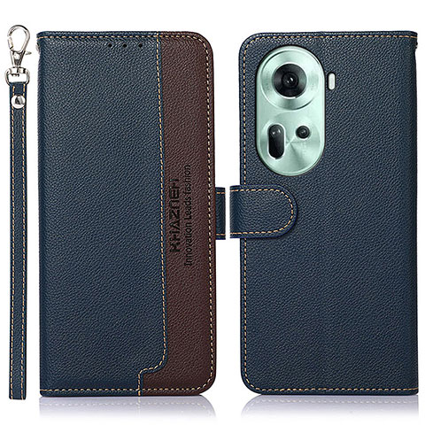 Funda de Cuero Cartera con Soporte Carcasa A09D para Oppo Reno11 5G Azul