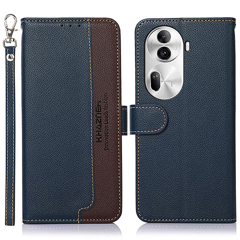 Funda de Cuero Cartera con Soporte Carcasa A09D para Oppo Reno11 Pro 5G Azul