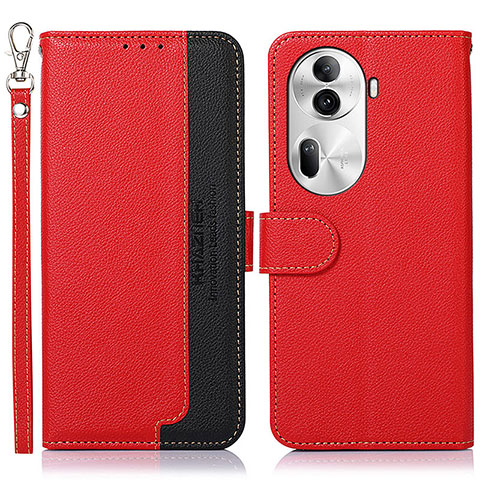 Funda de Cuero Cartera con Soporte Carcasa A09D para Oppo Reno11 Pro 5G Rojo