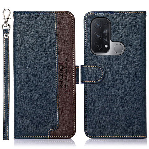 Funda de Cuero Cartera con Soporte Carcasa A09D para Oppo Reno5 A Azul