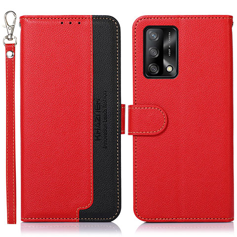 Funda de Cuero Cartera con Soporte Carcasa A09D para Oppo Reno6 Lite Rojo