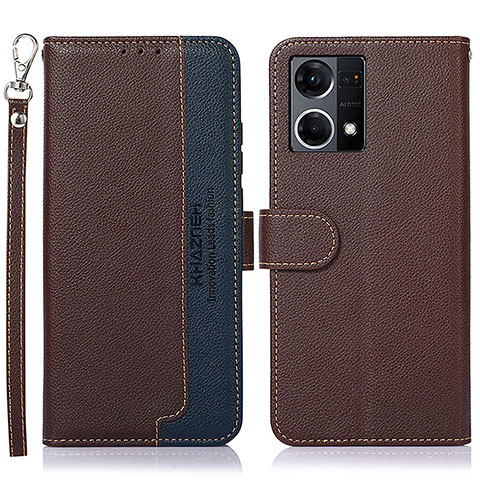 Funda de Cuero Cartera con Soporte Carcasa A09D para Oppo Reno8 4G Marron