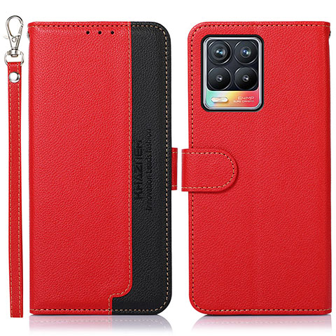 Funda de Cuero Cartera con Soporte Carcasa A09D para Realme 8 4G Rojo