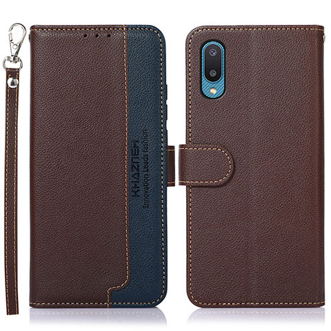 Funda de Cuero Cartera con Soporte Carcasa A09D para Samsung Galaxy A02 Marron