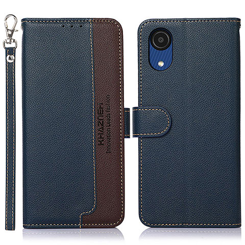 Funda de Cuero Cartera con Soporte Carcasa A09D para Samsung Galaxy A03 Core Azul