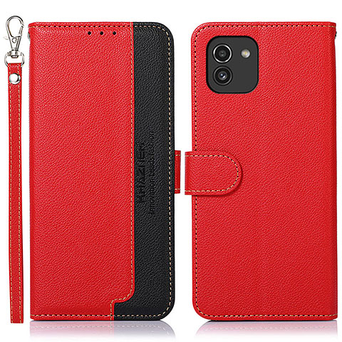 Funda de Cuero Cartera con Soporte Carcasa A09D para Samsung Galaxy A03 Rojo