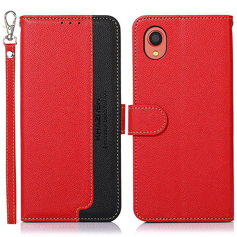 Funda de Cuero Cartera con Soporte Carcasa A09D para Samsung Galaxy A22 5G SC-56B Rojo