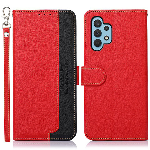 Funda de Cuero Cartera con Soporte Carcasa A09D para Samsung Galaxy A32 4G Rojo