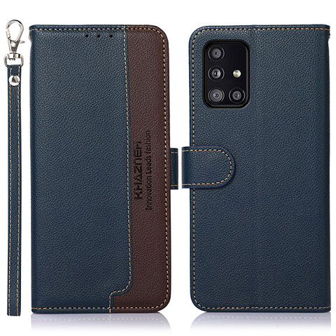 Funda de Cuero Cartera con Soporte Carcasa A09D para Samsung Galaxy A51 4G Azul