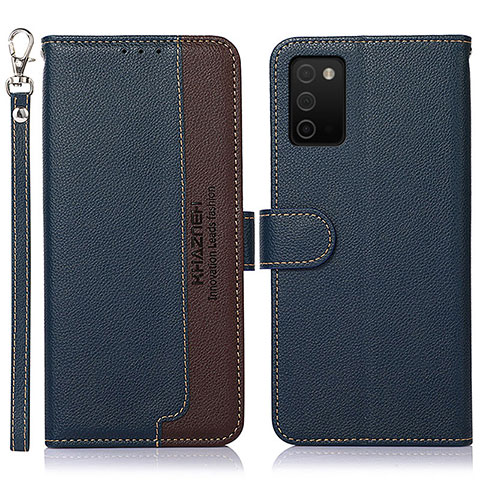 Funda de Cuero Cartera con Soporte Carcasa A09D para Samsung Galaxy F02S SM-E025F Azul