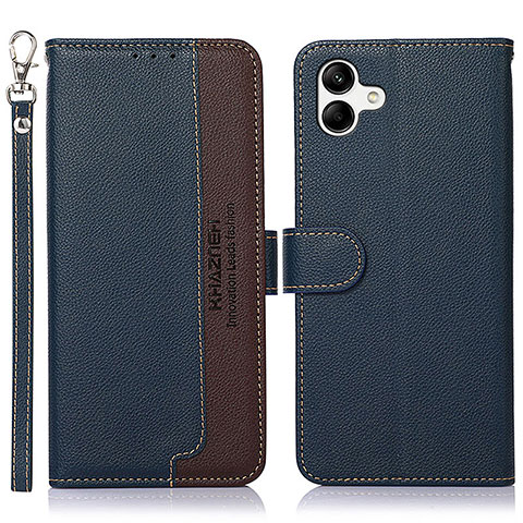 Funda de Cuero Cartera con Soporte Carcasa A09D para Samsung Galaxy F04 Azul