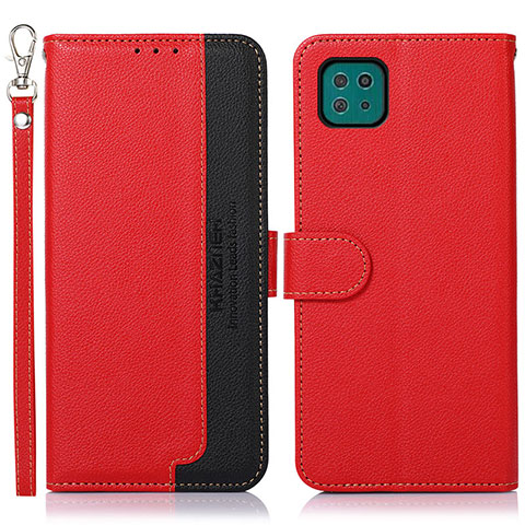 Funda de Cuero Cartera con Soporte Carcasa A09D para Samsung Galaxy F42 5G Rojo