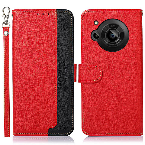 Funda de Cuero Cartera con Soporte Carcasa A09D para Sharp Aquos R7s Rojo