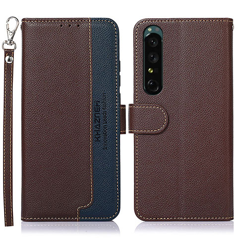 Funda de Cuero Cartera con Soporte Carcasa A09D para Sony Xperia 1 IV SO-51C Marron