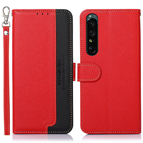 Funda de Cuero Cartera con Soporte Carcasa A09D para Sony Xperia 1 V Rojo