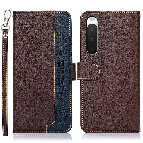 Funda de Cuero Cartera con Soporte Carcasa A09D para Sony Xperia 10 IV SO-52C Marron