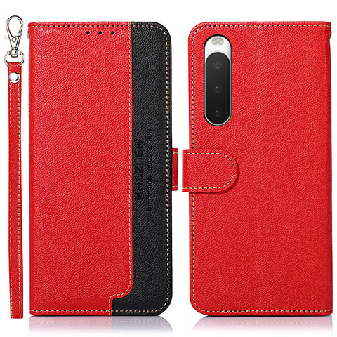 Funda de Cuero Cartera con Soporte Carcasa A09D para Sony Xperia 10 IV SO-52C Rojo