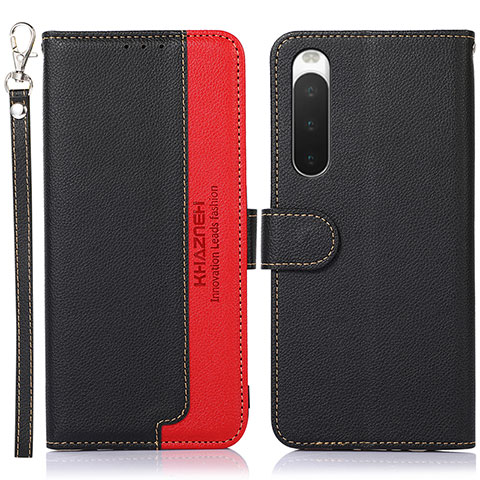 Funda de Cuero Cartera con Soporte Carcasa A09D para Sony Xperia 10 IV SOG07 Negro