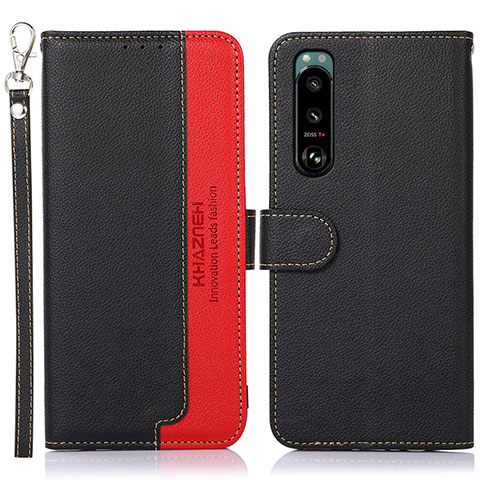 Funda de Cuero Cartera con Soporte Carcasa A09D para Sony Xperia 5 III Negro