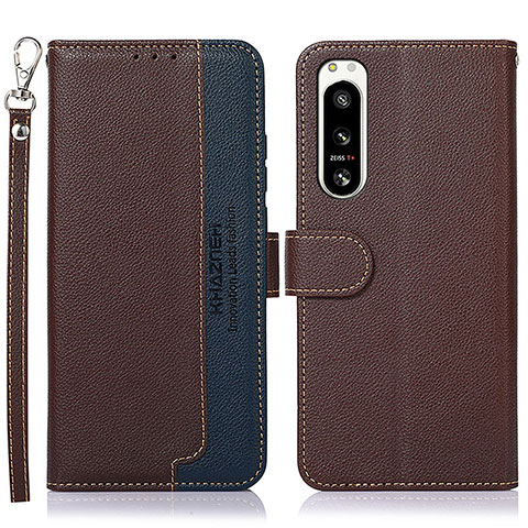 Funda de Cuero Cartera con Soporte Carcasa A09D para Sony Xperia 5 IV Marron