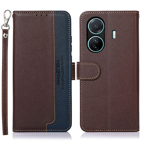 Funda de Cuero Cartera con Soporte Carcasa A09D para Vivo iQOO Z6 Pro 5G Marron