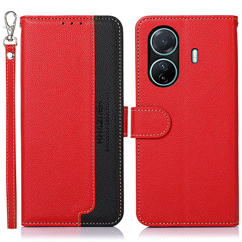 Funda de Cuero Cartera con Soporte Carcasa A09D para Vivo iQOO Z6 Pro 5G Rojo