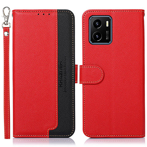 Funda de Cuero Cartera con Soporte Carcasa A09D para Vivo Y01A Rojo