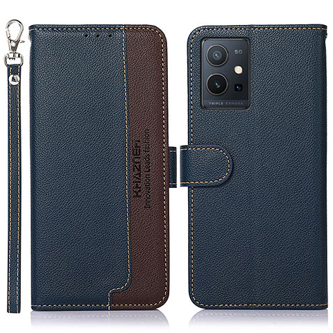 Funda de Cuero Cartera con Soporte Carcasa A09D para Vivo Y33e 5G Azul