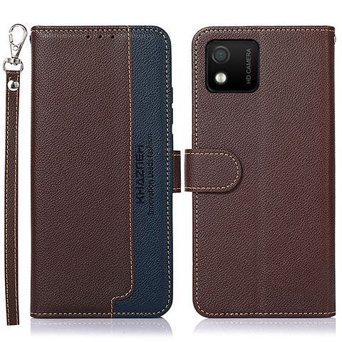 Funda de Cuero Cartera con Soporte Carcasa A09D para Wiko Y52 Marron