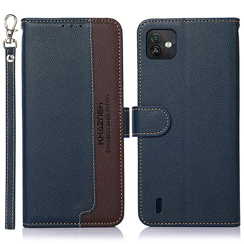 Funda de Cuero Cartera con Soporte Carcasa A09D para Wiko Y82 Azul