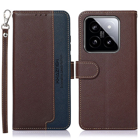 Funda de Cuero Cartera con Soporte Carcasa A09D para Xiaomi Mi 14 Pro 5G Marron