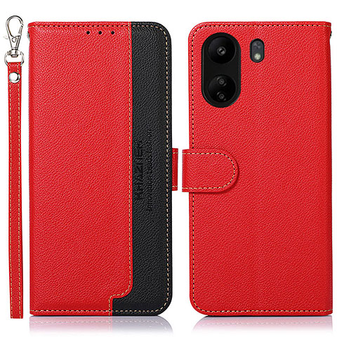 Funda de Cuero Cartera con Soporte Carcasa A09D para Xiaomi Poco C65 Rojo