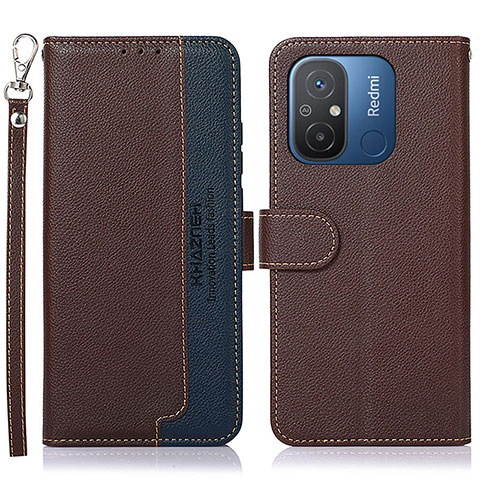 Funda de Cuero Cartera con Soporte Carcasa A09D para Xiaomi Redmi 12C 4G Marron