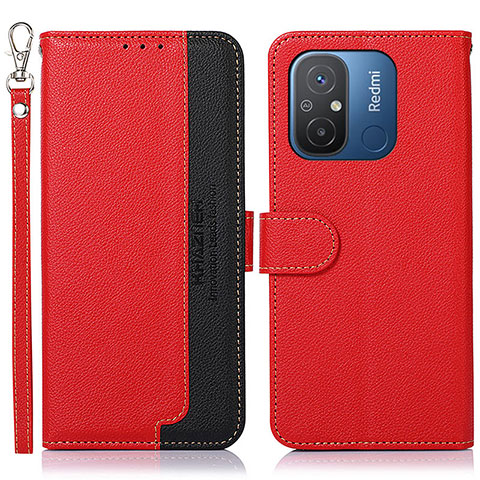 Funda de Cuero Cartera con Soporte Carcasa A09D para Xiaomi Redmi 12C 4G Rojo