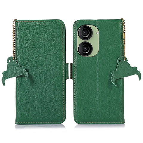 Funda de Cuero Cartera con Soporte Carcasa A10D para Asus ZenFone 10 Verde