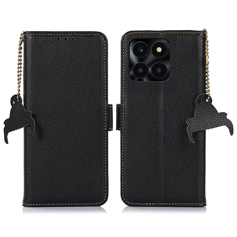 Funda de Cuero Cartera con Soporte Carcasa A10D para Huawei Honor X6a Negro