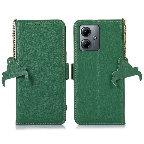 Funda de Cuero Cartera con Soporte Carcasa A10D para Motorola Moto G14 Verde