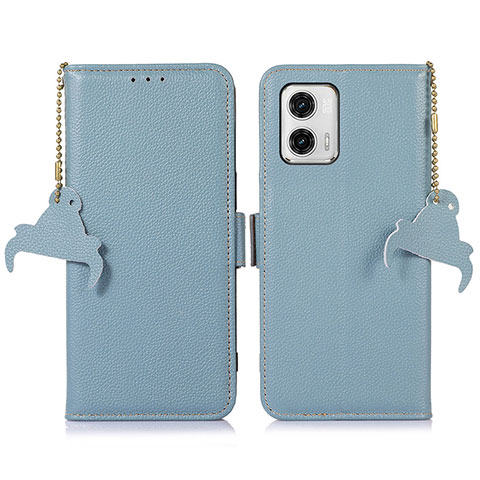 Funda de Cuero Cartera con Soporte Carcasa A10D para Motorola Moto G73 5G Azul Claro