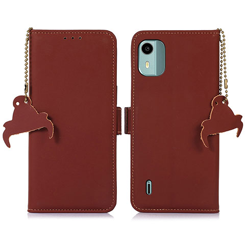 Funda de Cuero Cartera con Soporte Carcasa A10D para Nokia C12 Marron