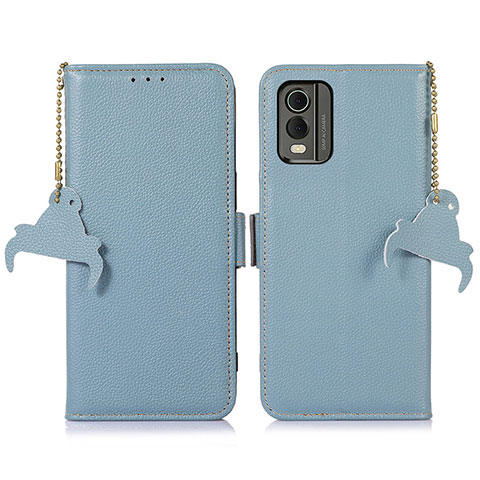 Funda de Cuero Cartera con Soporte Carcasa A10D para Nokia C210 Azul Claro