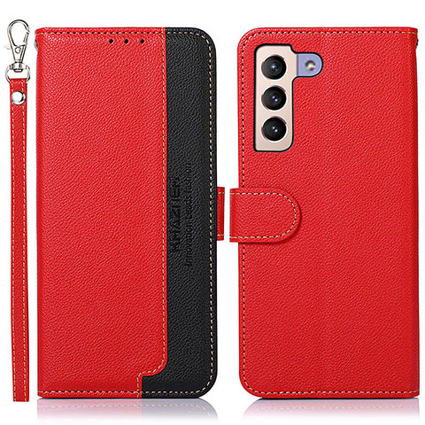 Funda de Cuero Cartera con Soporte Carcasa A10D para Samsung Galaxy S22 5G Rojo