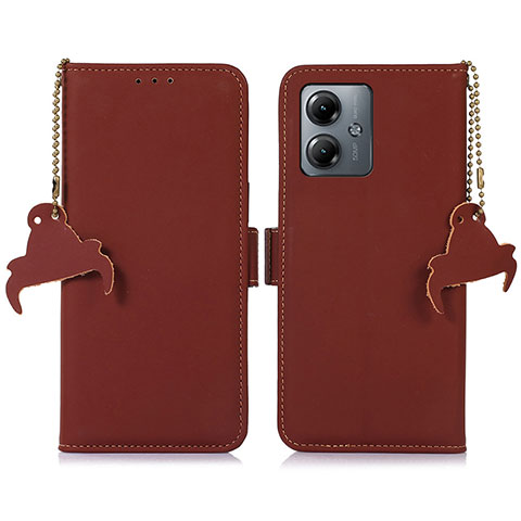 Funda de Cuero Cartera con Soporte Carcasa A11D para Motorola Moto G14 Marron