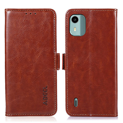 Funda de Cuero Cartera con Soporte Carcasa A11D para Nokia C12 Marron