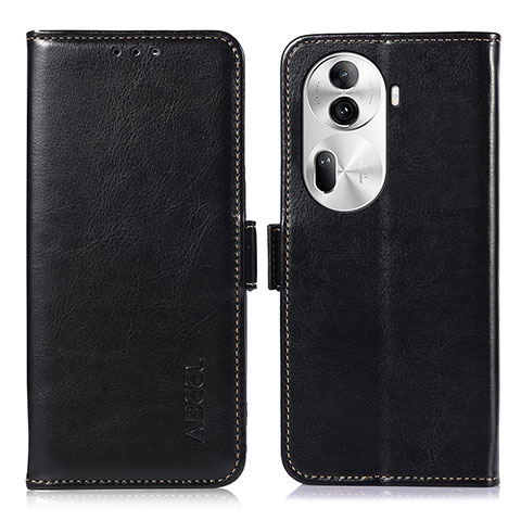 Funda de Cuero Cartera con Soporte Carcasa A11D para Oppo Reno11 Pro 5G Negro