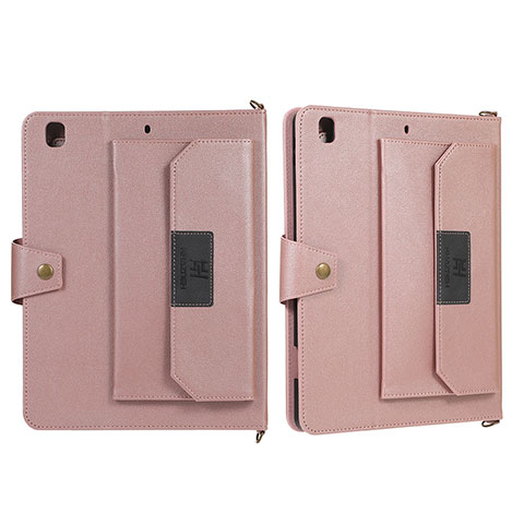 Funda de Cuero Cartera con Soporte Carcasa AD1 para Apple iPad 10.2 (2019) Oro Rosa