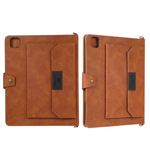 Funda de Cuero Cartera con Soporte Carcasa AD1 para Apple iPad Pro 12.9 (2021) Marron