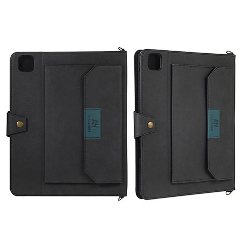 Funda de Cuero Cartera con Soporte Carcasa AD1 para Apple iPad Pro 12.9 (2021) Negro