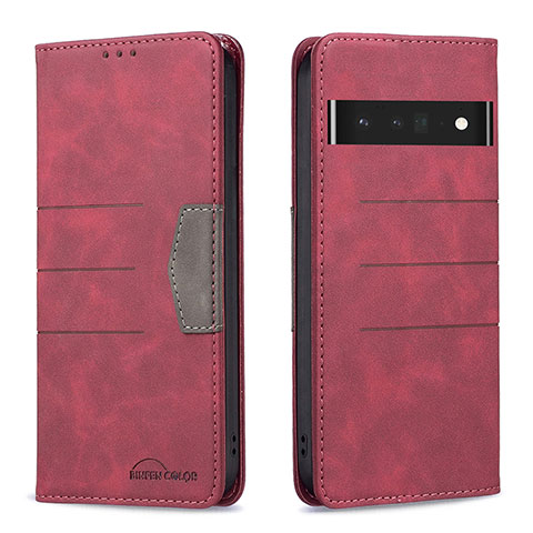 Funda de Cuero Cartera con Soporte Carcasa B01F para Google Pixel 7 Pro 5G Rojo