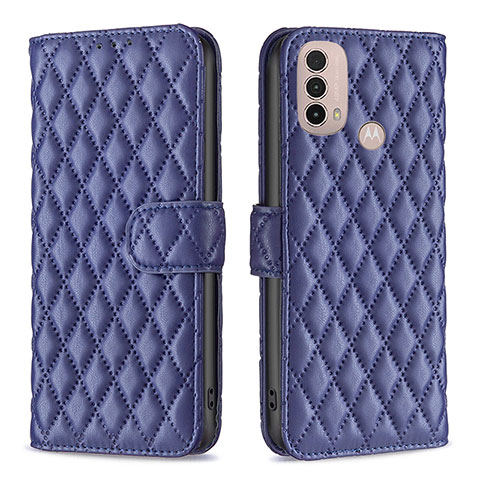 Funda de Cuero Cartera con Soporte Carcasa B01F para Motorola Moto E30 Azul