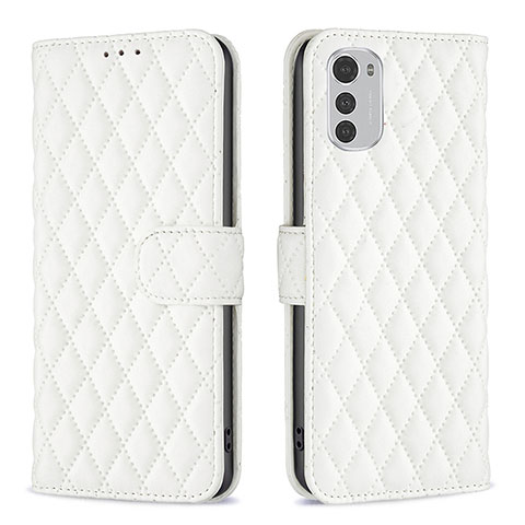 Funda de Cuero Cartera con Soporte Carcasa B01F para Motorola Moto E32 Blanco